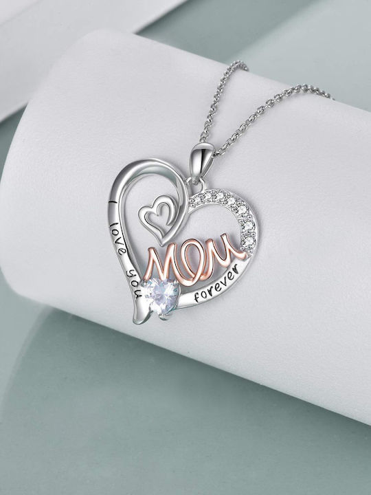 Колиета Сърце "mom Forever" Зиркон