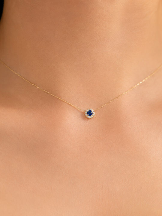Ioannis Kosmima Halskette aus 9K Gold mit Blau Zirkon Ioannis Kosmima Halskette aus 9K Gold mit Blau Zirkon