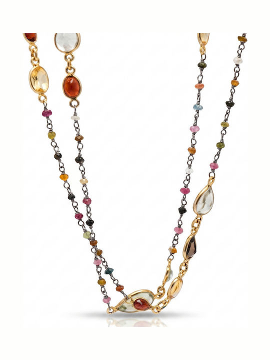 Kiriakos Gofas Necklace From Gold Plated Silver Purple Kiriakos Gofas Necklace From Gold Plated Silver Purple