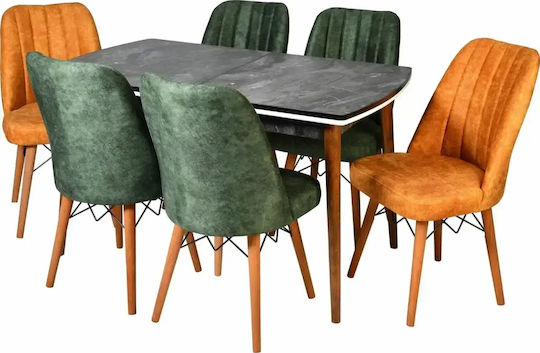 Scaun Sala De Mese Cu Material Textil Portocaliu