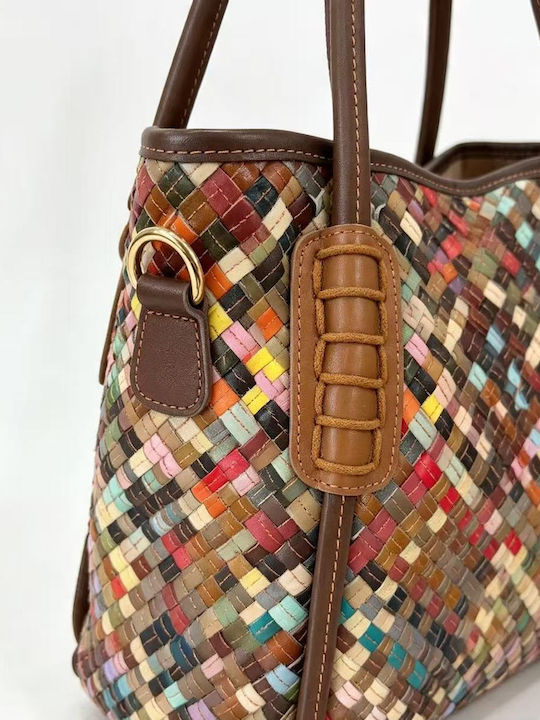 Geantă Tote De Piele Multicoloră Pentru Damă