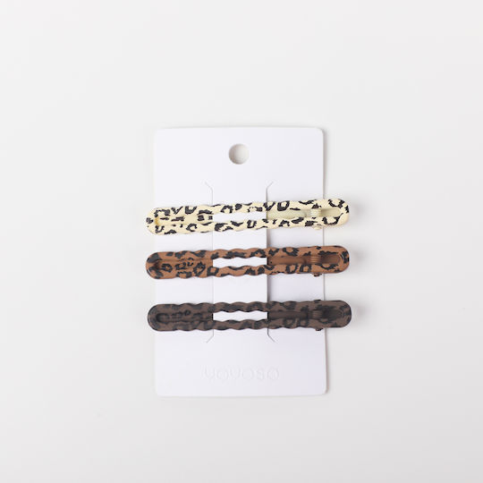 Seria Leopard Cafe Clame De Păr Ondulate Metalice – 3 Bucăți