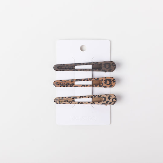 Seria Leopard Cafe Clame De Păr Triunghiulare Metalice – 3 Bucăți
