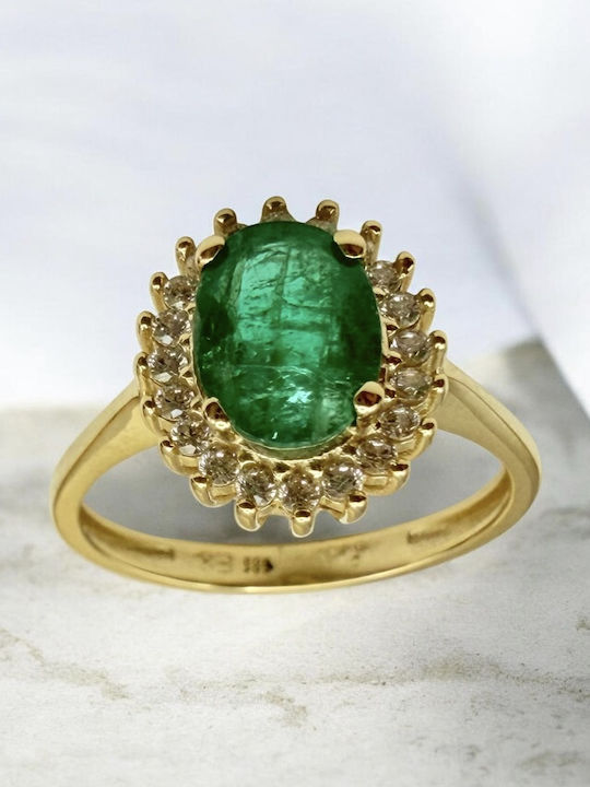 Kontopoulos Damentagring mit Zirkon aus Gold 14K Kontopoulos Damentagring mit Zirkon aus Gold 14K