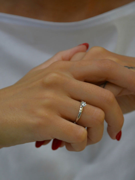 Mentzos Einzelner Stein aus Weißgold 18K mit Diamant