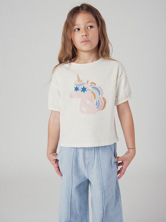 Παιδική Μπλούζα Κοντομάνικη Λευκο Puff Unicorn