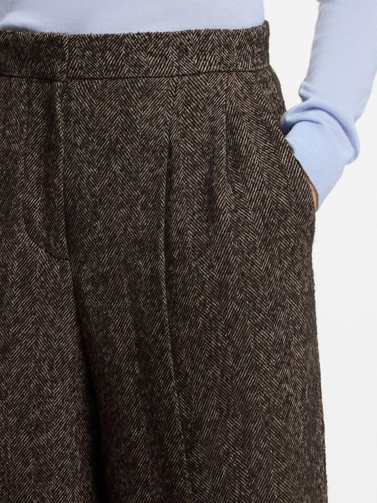 Women's Fabric Flared Trousers Brown