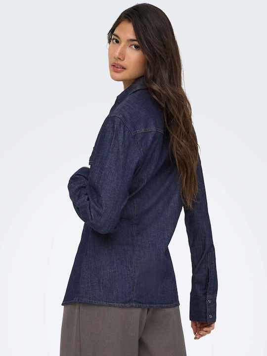 Long Sleeve Women's Denim Shirt Blue