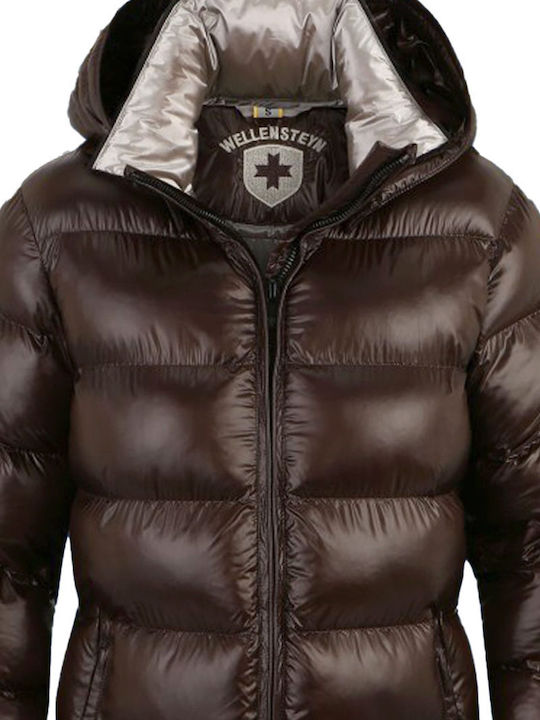 Goldmine Extra Long Women's Puffer Jacket for Winter Dark Brown