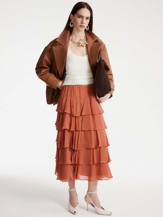 Women's Leather Jacket for Winter Brown