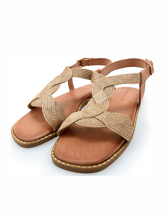 Damen Flache Sandalen Roségold
