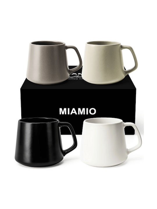 Miamio Collection Kaffeetasse Keramik Grau 420ml 4 Stück