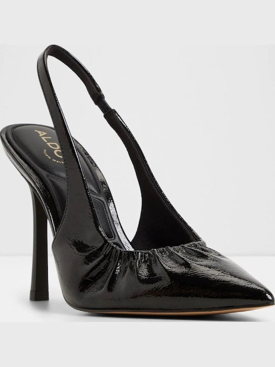 Leather Pointed Heels with High Heel Black