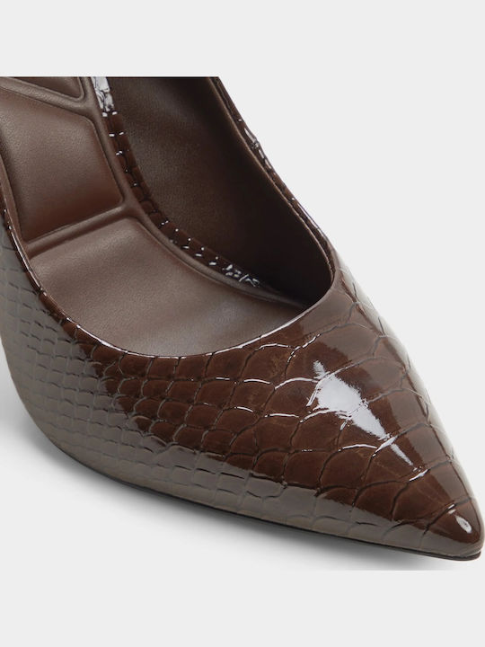Pointed Toe Heels with Low Heel Animal Print Brown