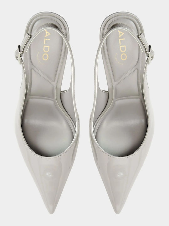 Pointed Toe Heels In Patent Leather With High Grey Heel