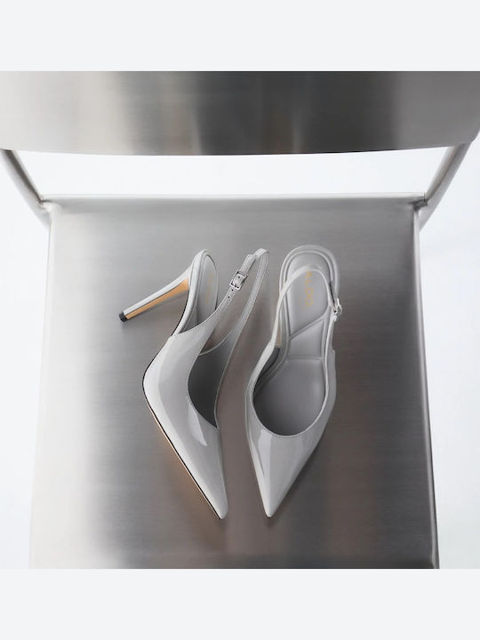 Pointed Toe Heels In Patent Leather With High Grey Heel