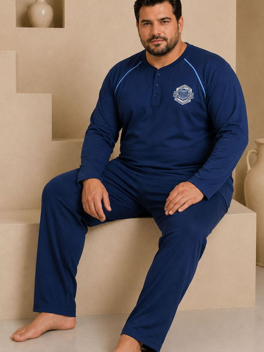Rimoli Plus Size Pijama de iarnă pentru bărbați Albastru Raf