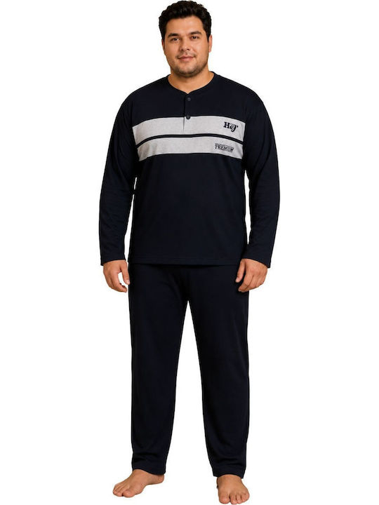 Rimoli Plus Size Winter Men's Pyjamas Blue Black