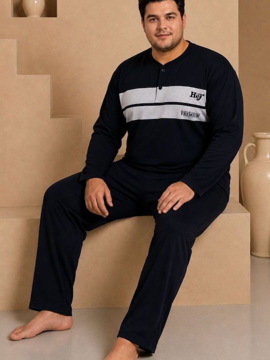 Rimoli Plus Size Winter Men's Pyjamas Blue Black