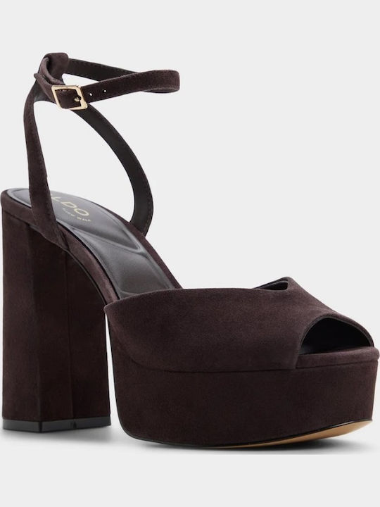Sandale Elegante Damă De Catifea Maro