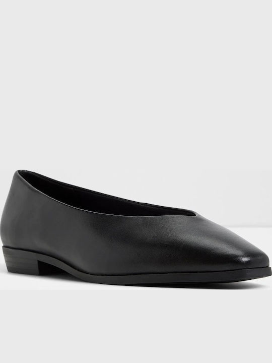 Leder Damen Ballerinas Spitz zulaufend Schwarz