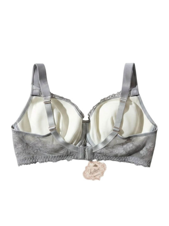 Balconette Grey-Silver Bra with Light Padding and Underwire