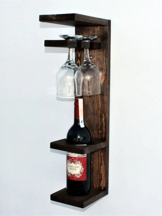 Suport De Sticle De Perete Din Lemn Maro 12x55x15 Cm