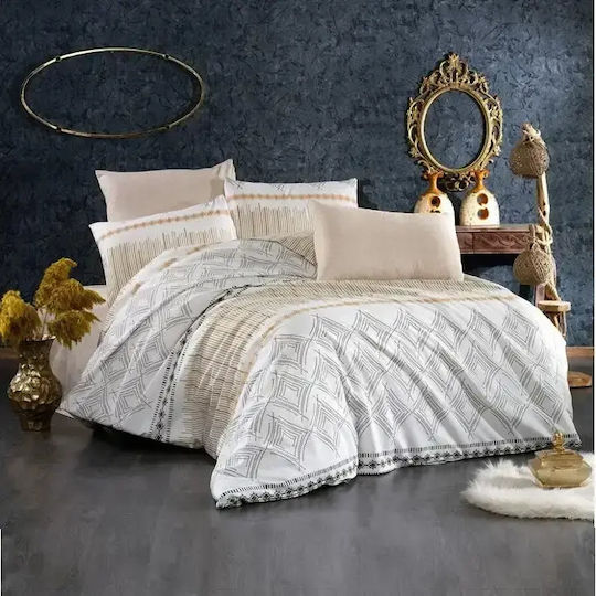 Set Huse Pentru Pilote Bumbac Satinat 200x220cm Dublu Cu 2 Fețe De Pernă și 1 Cearșaf