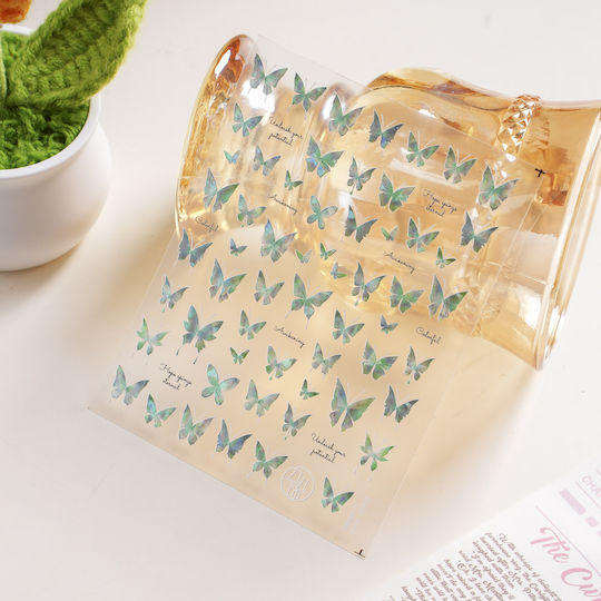 3D Nail Stickers Butterfly Rhinestones Green