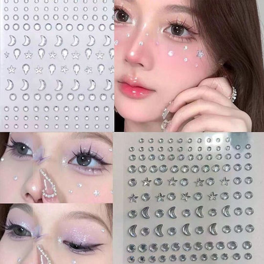 Body Nail Stickers 3D Silver Rhinestones Collection 170 156 Pieces 14omo2