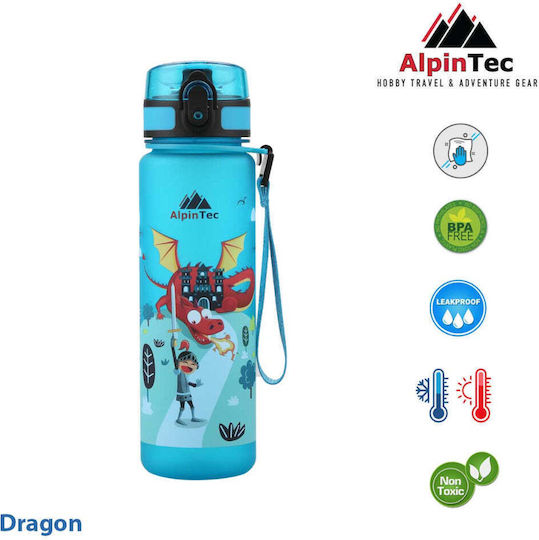 AlpinPro AlpinTec Kids Детско Пагури Dragon от Пластмаса Тритан Термос със Сламка Non Spill Dragon Аква 500ml