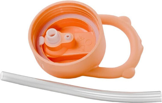 Affenzahn Plastic Kids Water Bottle with Straw Non Spill Orange 430ml