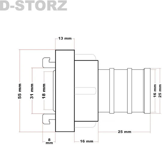 Wiltoc 92801 Σύζευξη Storz Πυροσβεστικό Αυλό D 25mm Μακριά Υποδοχή