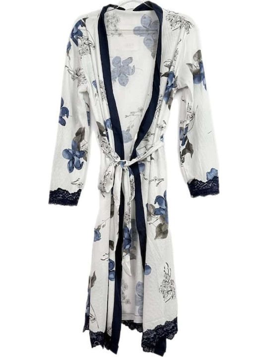 Cootaiya Summer Women's Robe with Nightgown Navy Blue