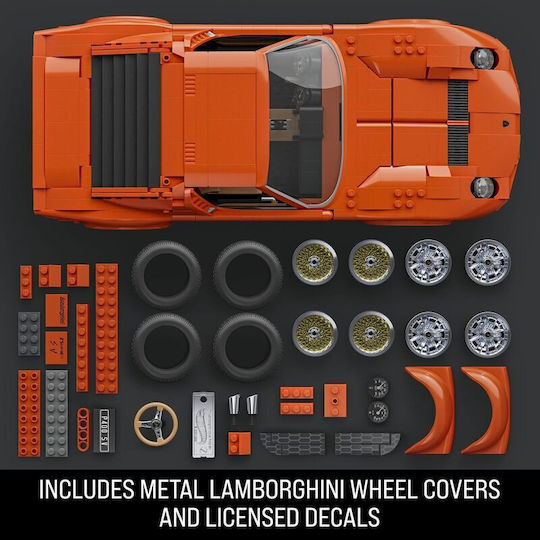 Mattel Building Blocks Brick Shop Hot Wheels ’71 Lamborghini Miura P400 Sv 1523 Pieces