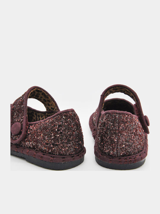 Kids Ballerinas with Hook & Loop Closure Burgundy