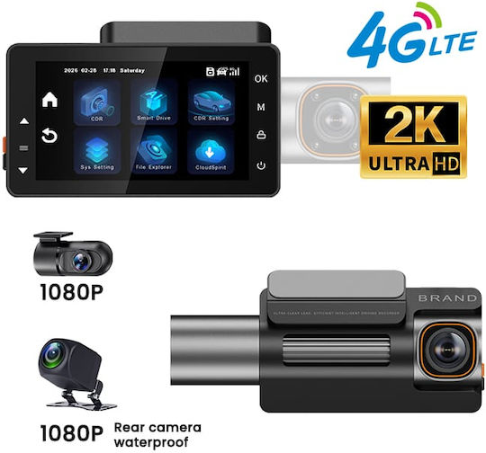 iSEN K5000 Set Cameră DVR Auto 1440P cu Ecran 3" Wi-Fi, GPS și Cameră Oglindă Spate