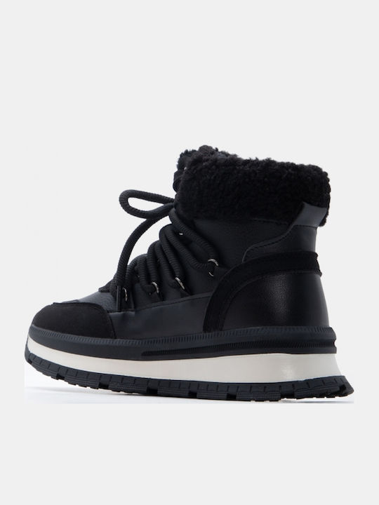 Damen Flatforms Stiefel Schwarze