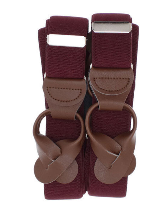 Unisex Adult Suspenders Buticcochet Made Elastic Synthetic Material 35 Mm Y-type Model Burgundy Br520