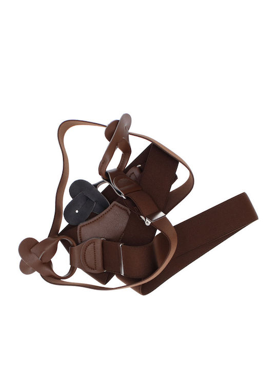 Unisex Adult Suspenders Buticcochet Made Elastic Synthetic Material 35 Mm Y-type Model Brown Br522