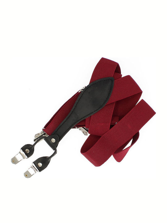 Breteli Unisex Pentru Adulți ButicCochet Din Țesătură Sintetică Elastică 4 Cleme Metalice 35 Mm Burgundia Br506