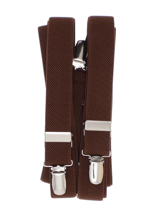 Unisex Adult Suspenders Buticcochet Made Elastic Synthetic Material 25 Mm Brown Br514