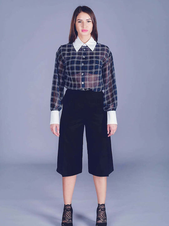 Long Sleeve Women's Shirt Black Checked