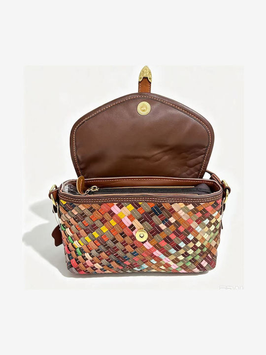 Leder Damen Schultertasche Croco Mehrfarbige