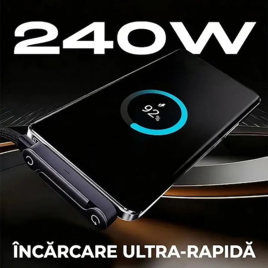 Cablu Type-C la Type-C 240w 5a 1.5m Încărcare Rapidă Nailon Braided Gaming Suport Telefon Abyz
