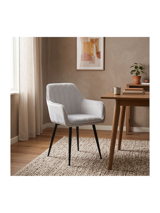 Piero Dining Chairs Velvet Light Grey 2pcs 57x60x85.5cm