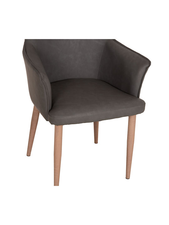 Mell Dining Chairs with Artificial Leather Upholstery Smoky Grey 2 pcs 59x57x85cm