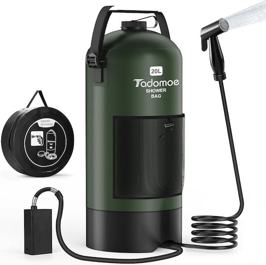 Duș de camping portabil de 20 l cu încălzire solară baterie reîncărcabilă pompă electrică lanternă LED integrată cap de duș reglabil pentru rulotă plajă