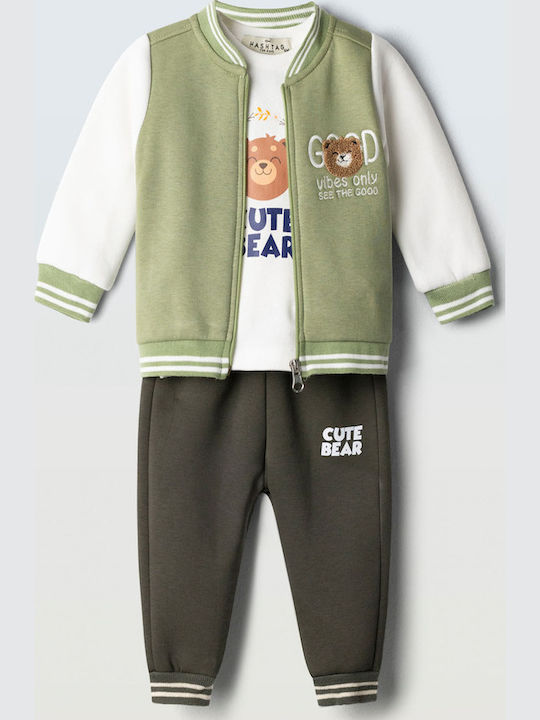 Kids Tracksuits Olive Green 3 Pieces