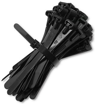 Cleme de cablu reutilizabile cu autoblocare Qoltec 7.2 × 150 mm rezistente la UV din nylon negru